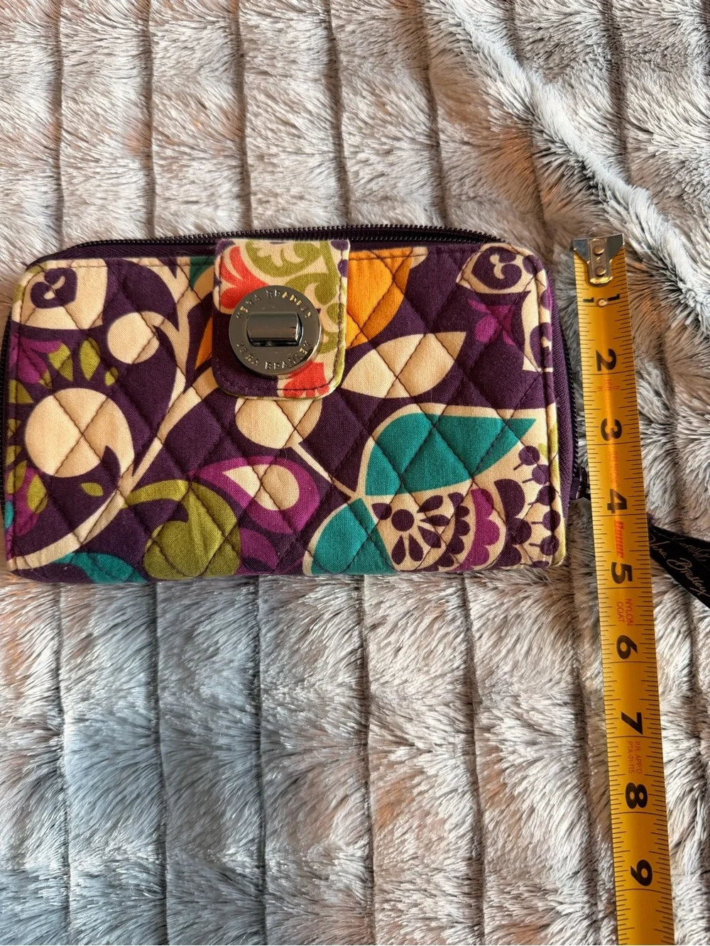 Vera Bradley “Plum Crazy” Quilted Zip Wallet with Turn-Lock Snap NWOT